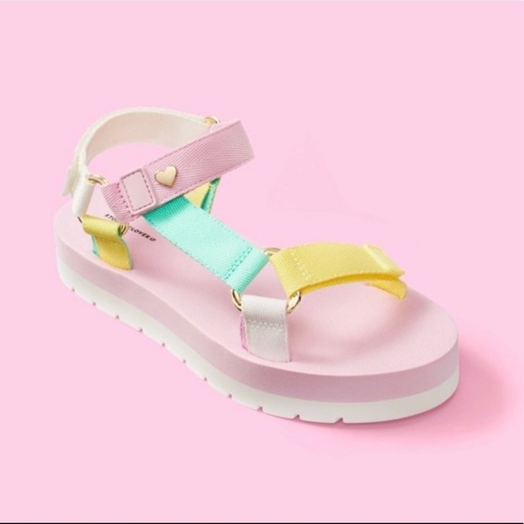 Stoney Clover Lane Sport Sandals Multi Pastel Colors with‎ Gold Heart - Picture 1 of 11